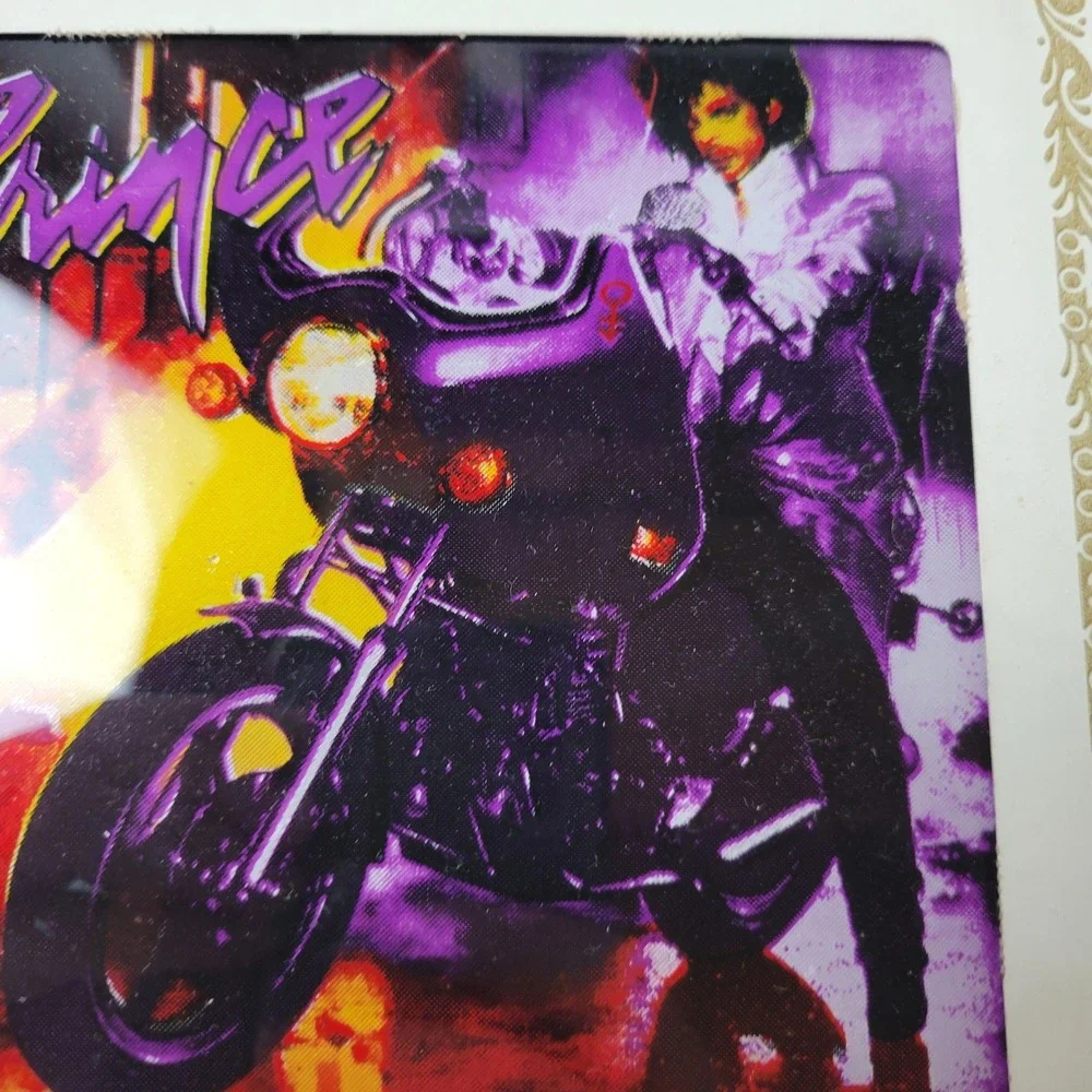 Vintage Prince Purple Rain 8x8 Glass Carnival Prize Mirror Motorcycle 80s Art
